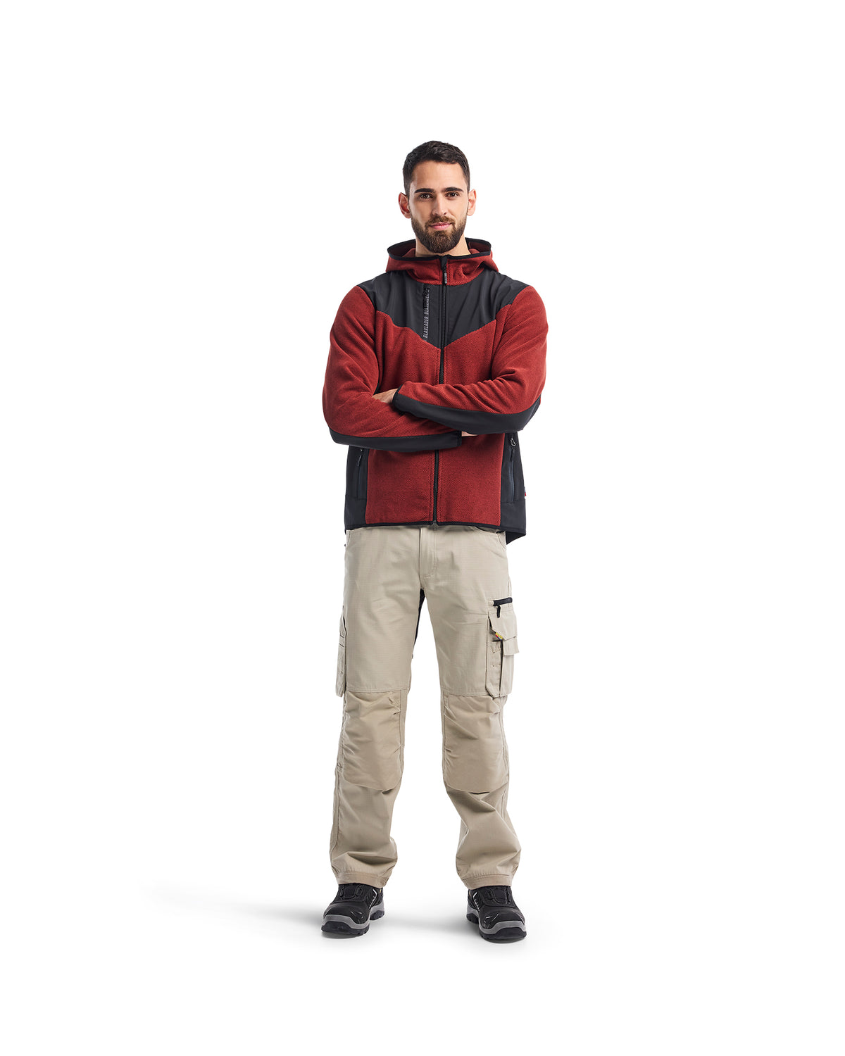 Knitted Fleece Jacket - Burned Red/Black