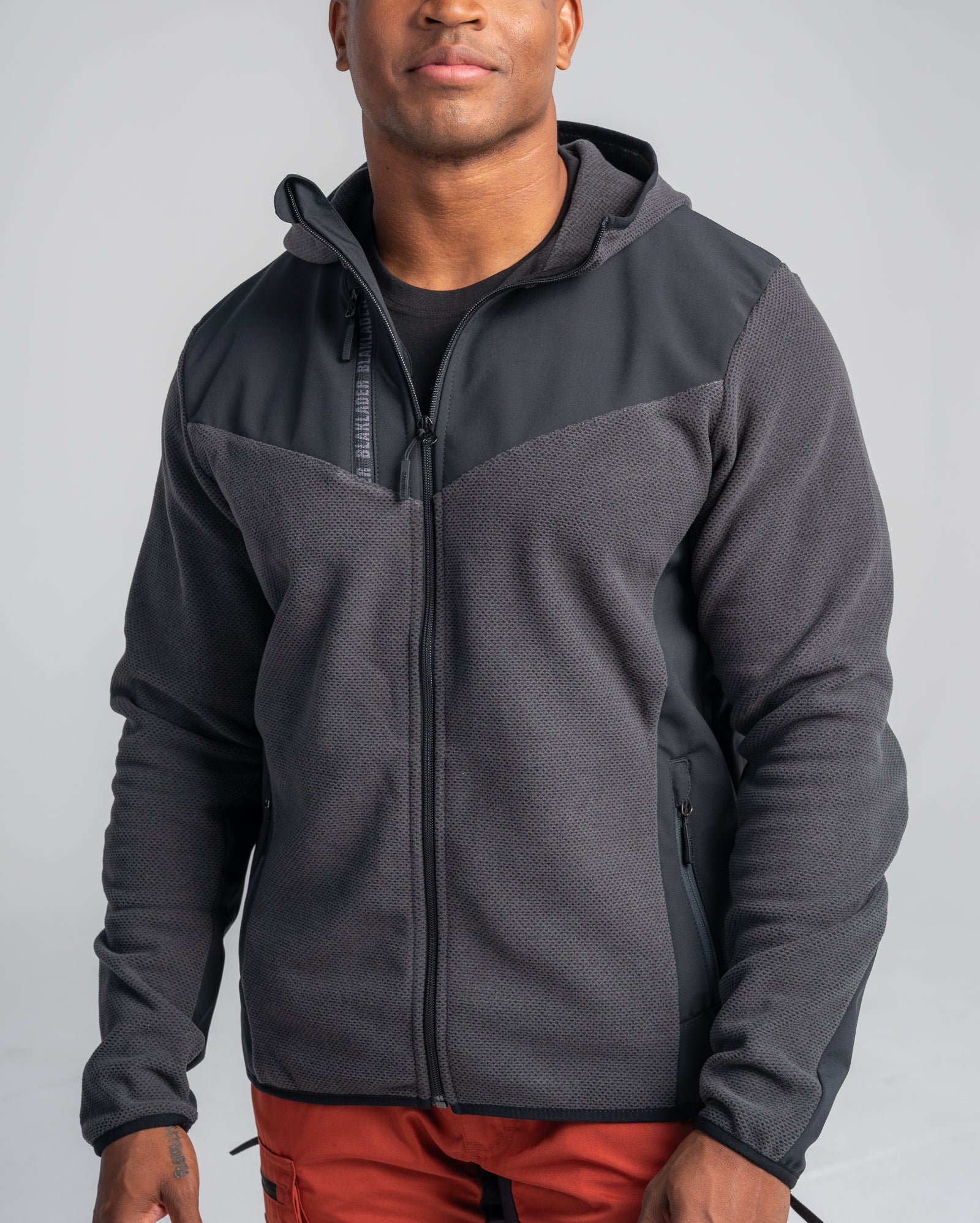 Knitted Fleece Jacket - Dark grey/Black