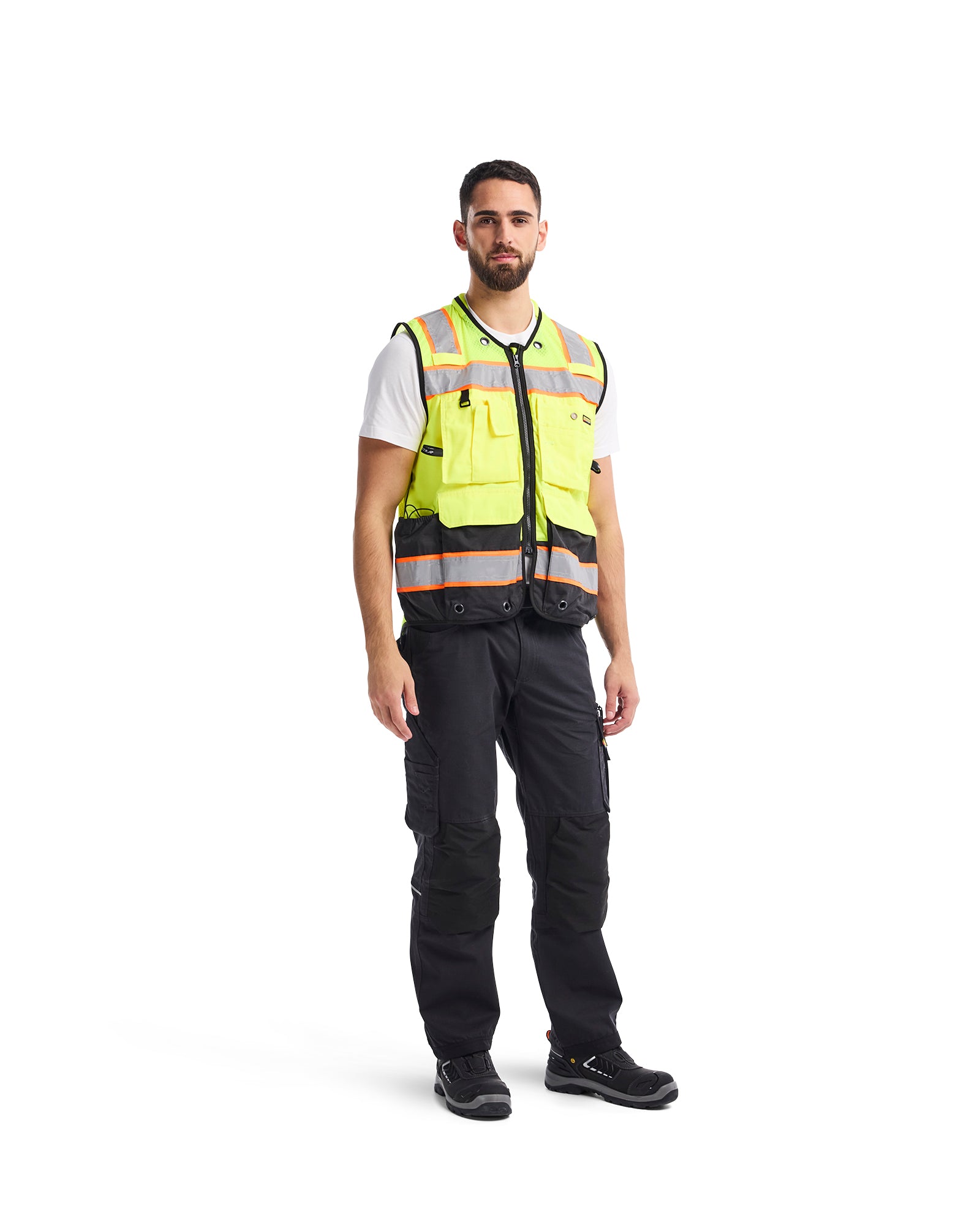 Hi-Vis Surveyor's Vest - Yellow Hi-viz/Black
