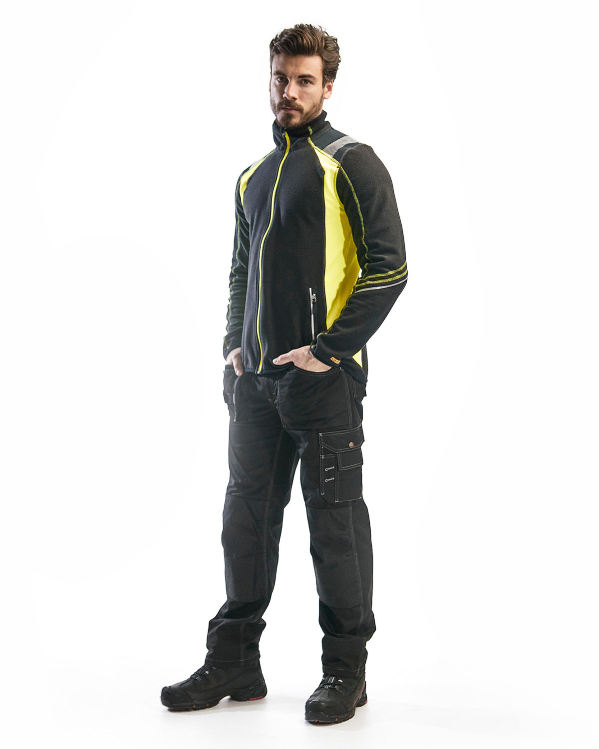 Micro fleece jacket - Black/Yellow Hi-viz