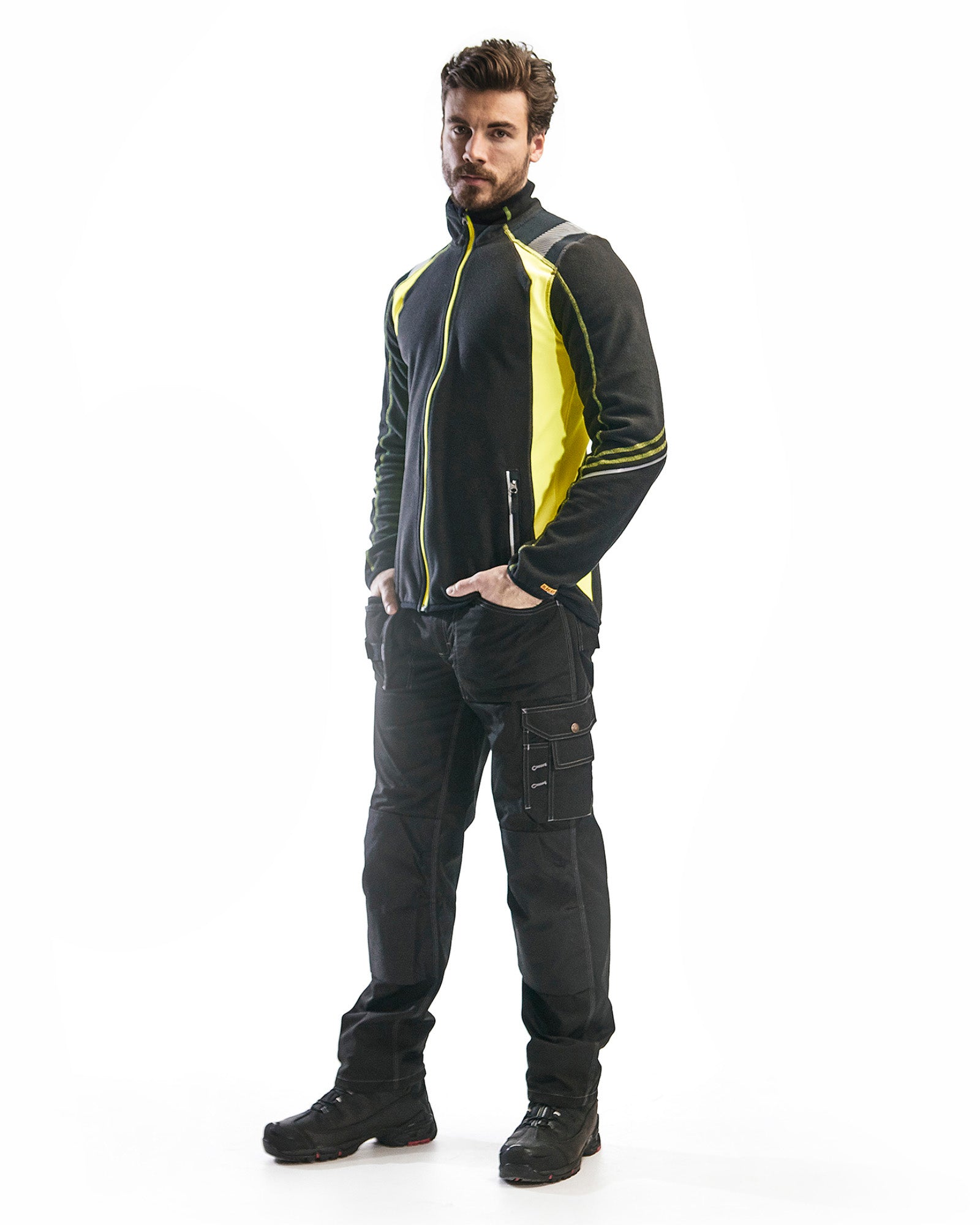 Micro fleece jacket - Black/Yellow Hi-viz