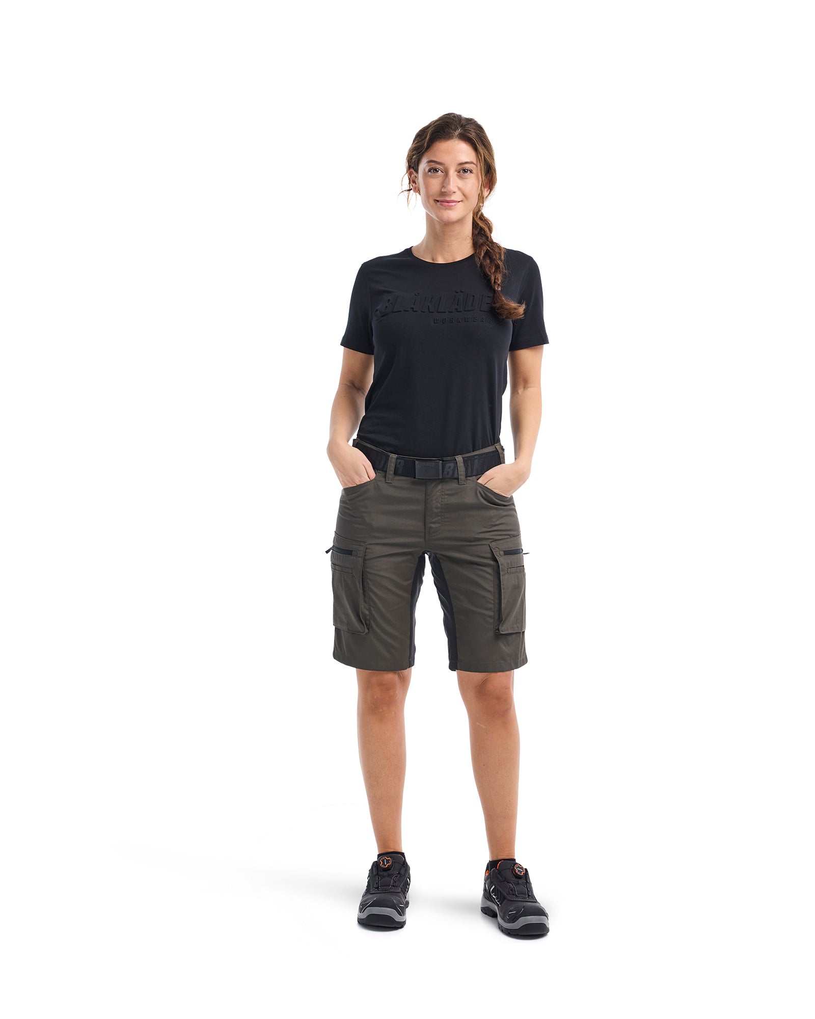 Women's Service Shorts With Stretch - Dark olive green /black