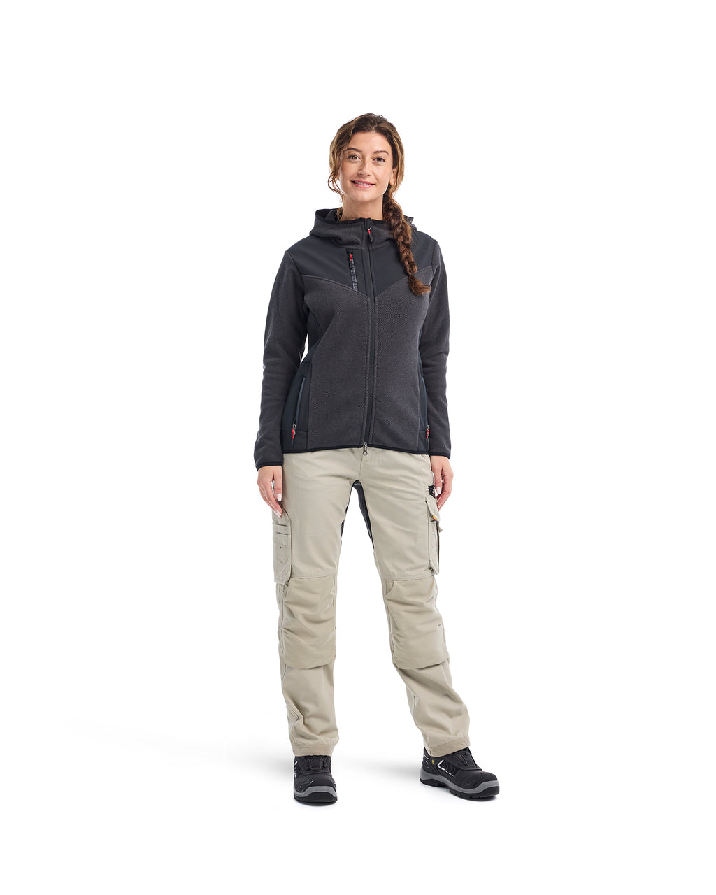 Women's Knitted Fleece Jacket - Dark grey/Black