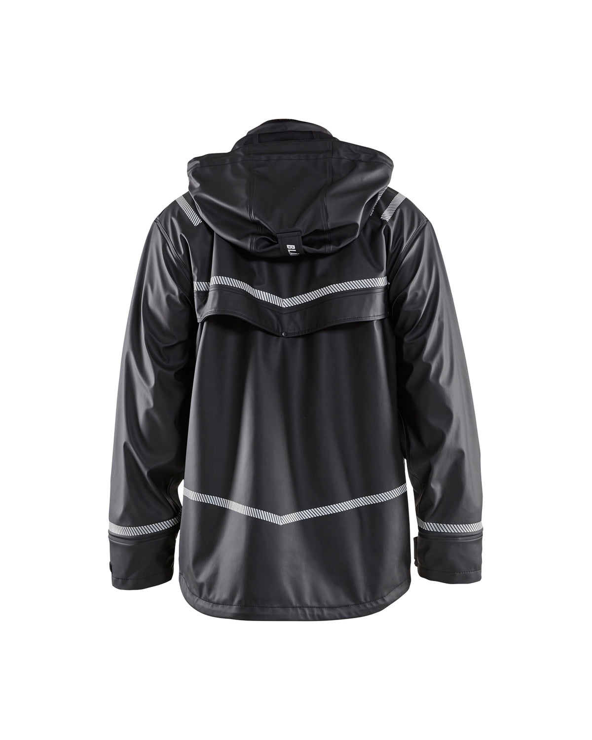 Hooded Rain Jacket with Reflective Details - Black