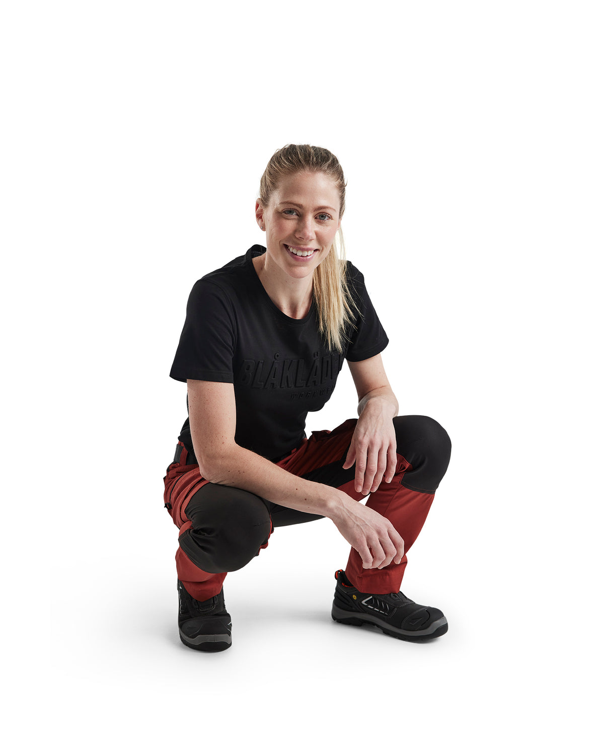 WOMEN'S SERVICE STRETCH PANTS - Burned Red/Black