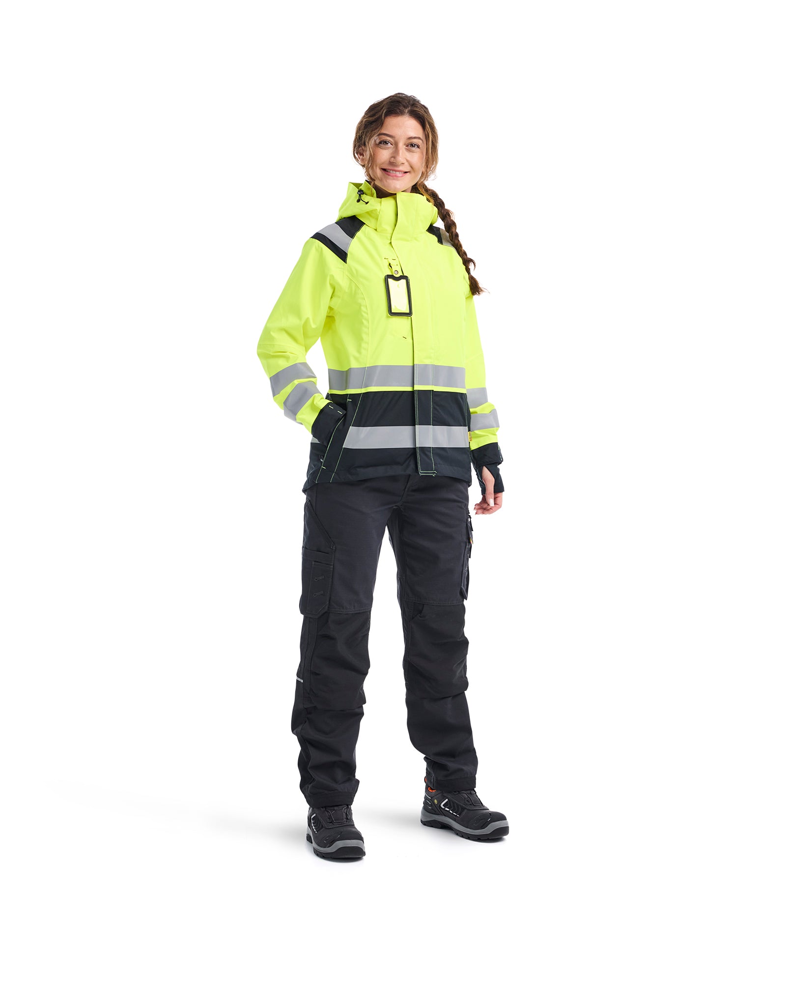 Women's Hi-Vis Shell Jacket - Yellow Hi-viz/Black
