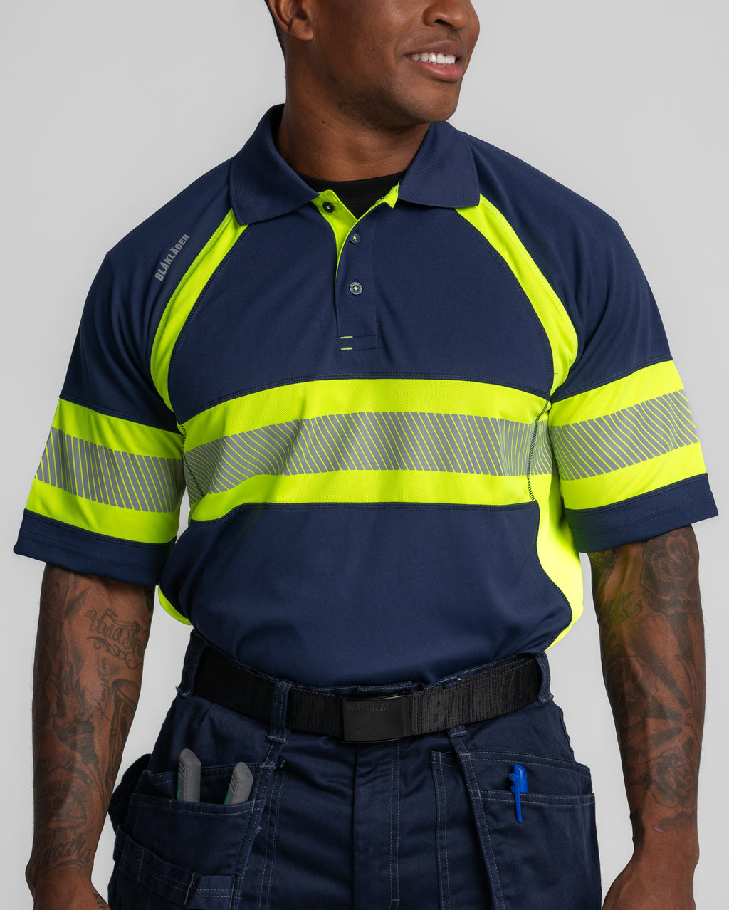 Visibility POLO - Navy blue/Yellow Hi-viz