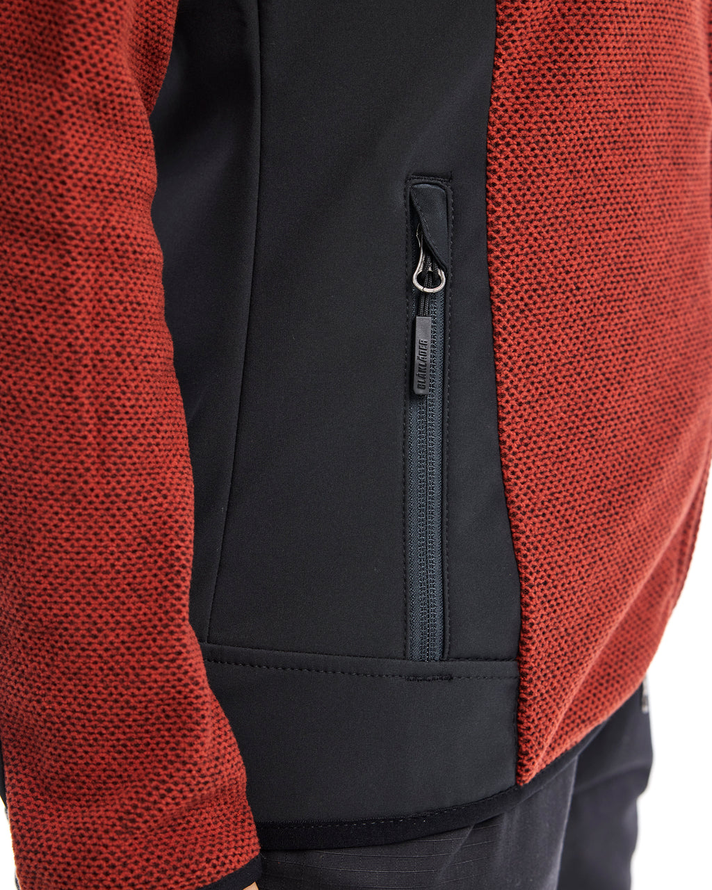 Women's Knitted Fleece Jacket - Burned Red/Black