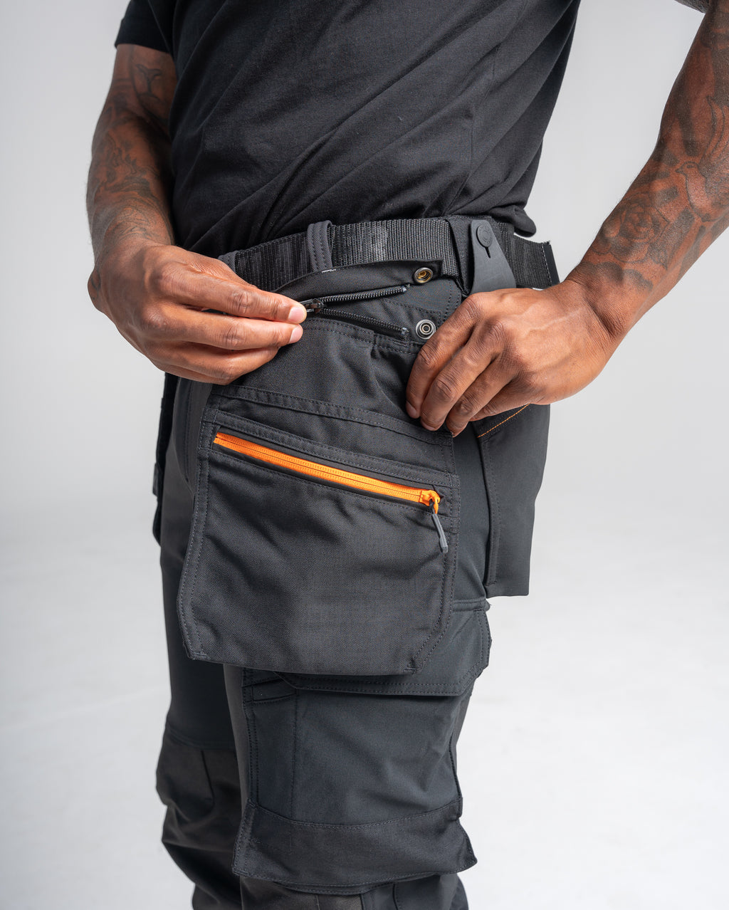 4-Way stretch Work Pants - Black/Orange