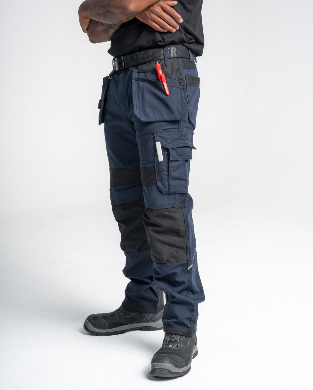 Ripstop Pants With Utility Pockets - White/Dark grey